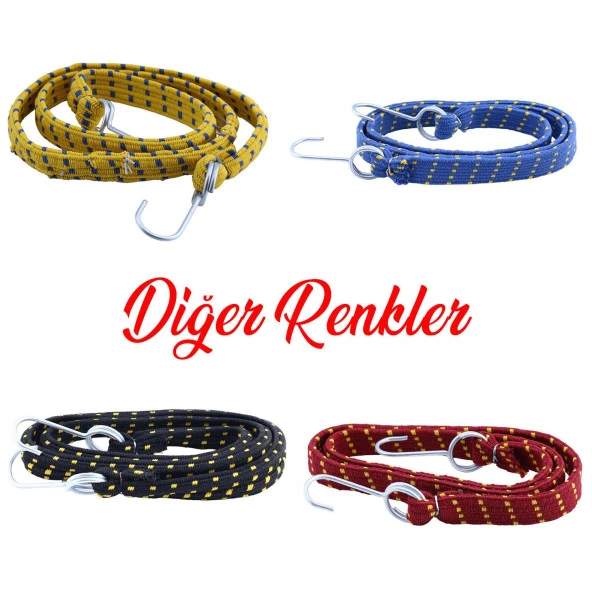 Oto Araç Araba Bagaj Lastiği Geniş Kancalı Bisiklet Sabitleme Yük Taşıma Lastik 20 mm x 90 cm - 4