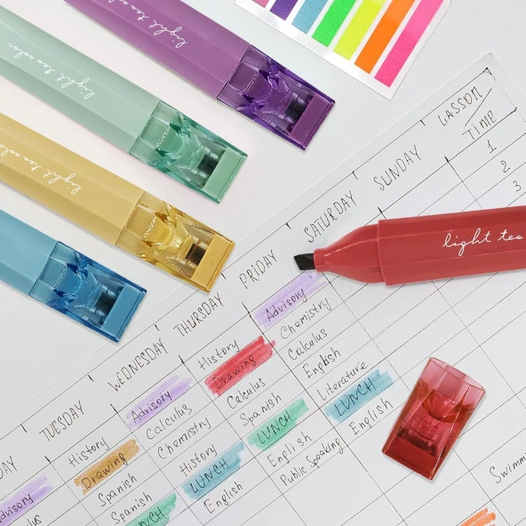 CS-H816 Renkli 6 Çeşitli Fosforlu Kalem Seti -  İşaretleyici Kalem Seti - Resim 2