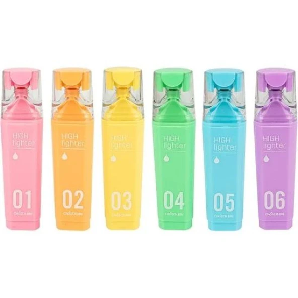 Macaron CS-H826 Pastel Renkli 6 Çeşitli Fosforlu Kalem Seti -  İşaretleyici Kalem Seti - 4
