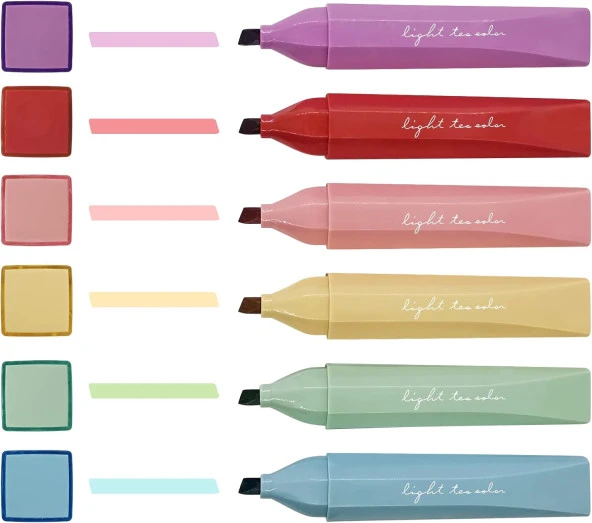 CS-H816 Renkli 6 Çeşitli Fosforlu Kalem Seti -  İşaretleyici Kalem Seti - Resim 6