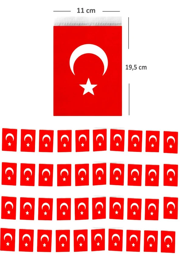 Türk Bayrağı İpli Büyük Boy (19,5 X 11 cm ) - 1 Adet
