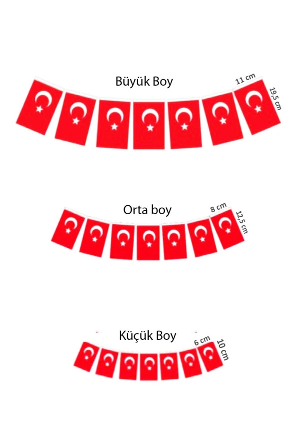 Türk Bayrağı İpli Büyük Boy (19,5 X 11 cm ) - 1 Adet - 2