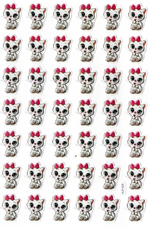 Sticker Kabartmalı A4 Boyutunda Stiker Defter, Planlayıcı Etiket-(lim505) - Fiyonklu Sevimli Kedi