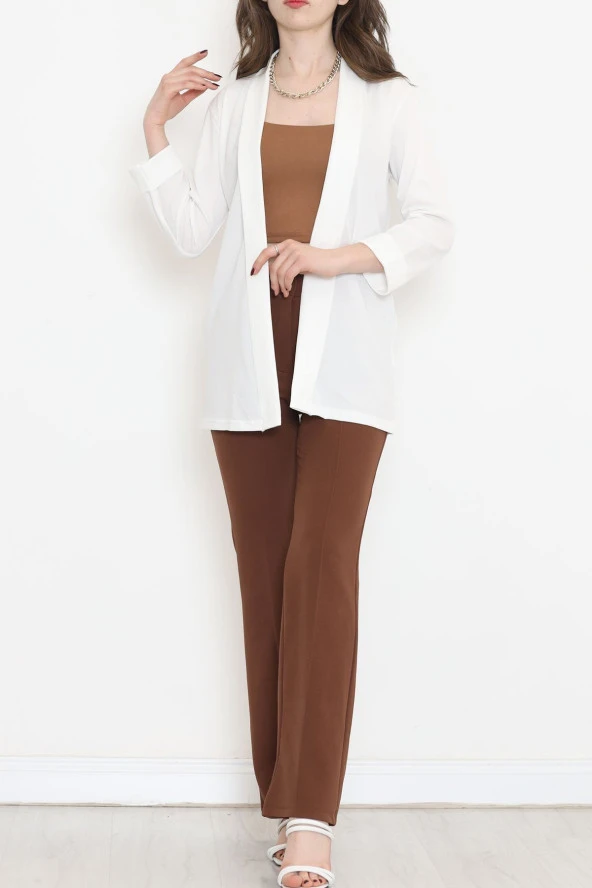 Örme Krep Ceket Beyaz - 1185.1095. - 4