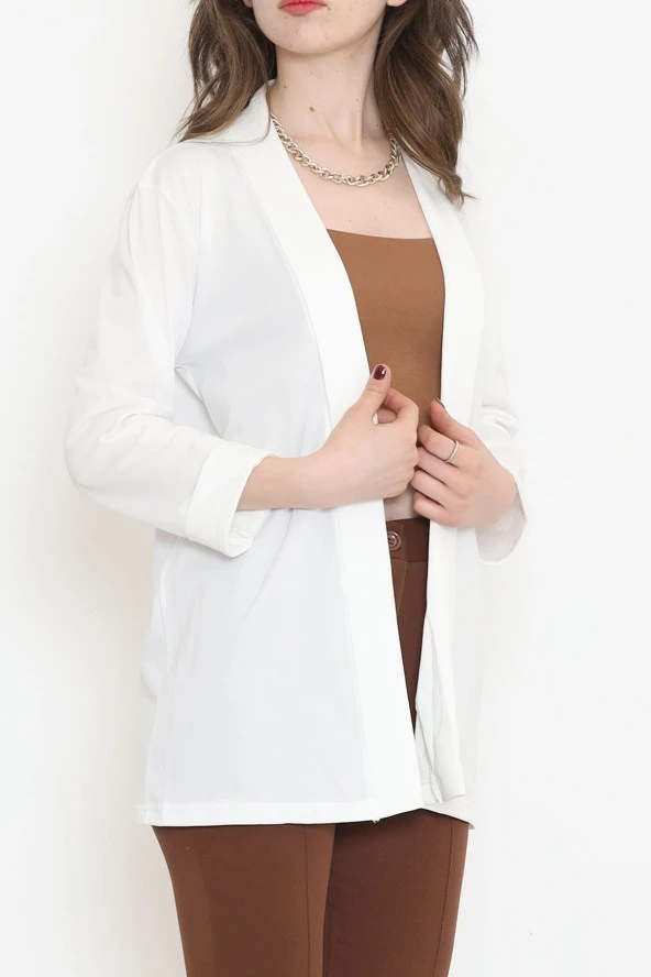 Örme Krep Ceket Beyaz - 1185.1095. - 3