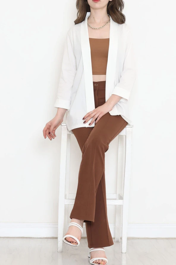 Örme Krep Ceket Beyaz - 1185.1095. - 6