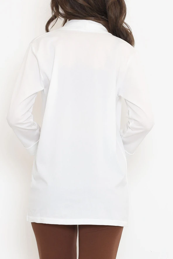 Örme Krep Ceket Beyaz - 1185.1095. - 7