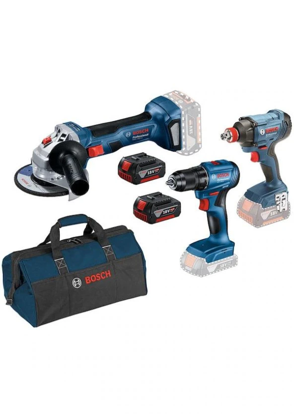 Bosch GSR + GDX+ GWS (2x 4.0 Ah 18V) + Bez Çanta 0.615.990.N3P