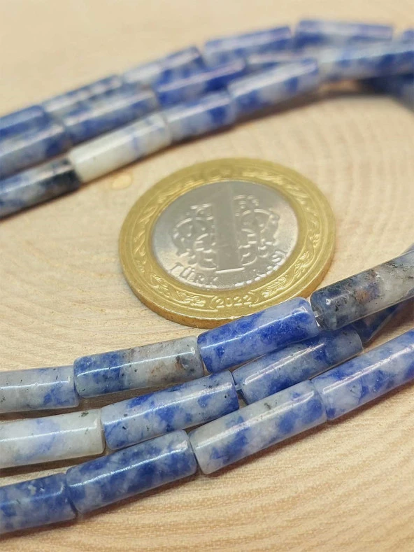 Sodalit Taşı Silindir Kesim 4x12.5mm Dizi (49378) - Resim 2