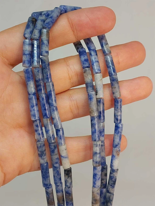 Sodalit Taşı Silindir Kesim 4x12.5mm Dizi (49378) ürün görseli 1