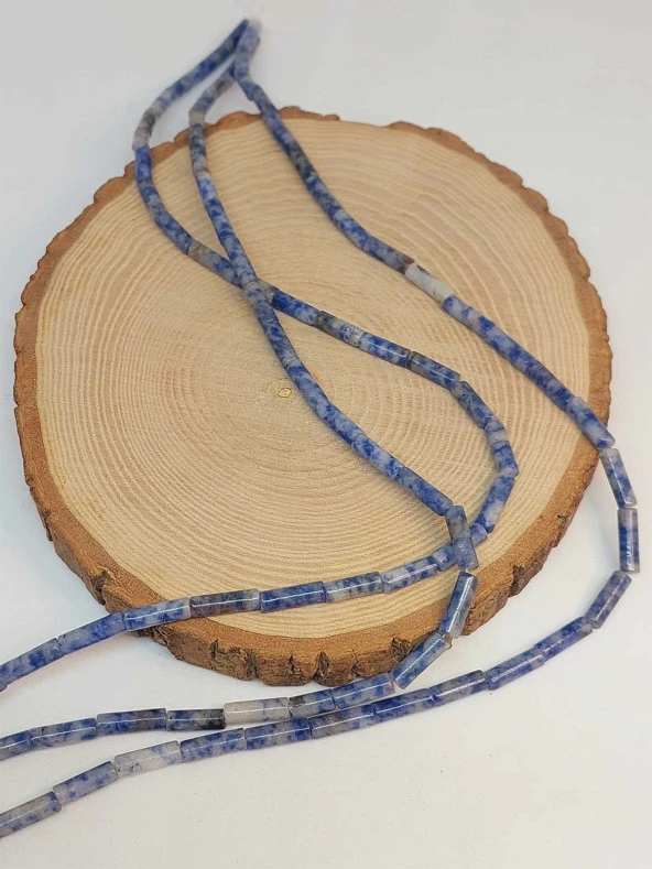 Sodalit Taşı Silindir Kesim 4x12.5mm Dizi (49378) - Resim 3