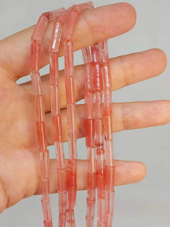 Gul Kuvars Taşı Silindir Kesim 4x12.5mm Dizi (49386) ürün görseli