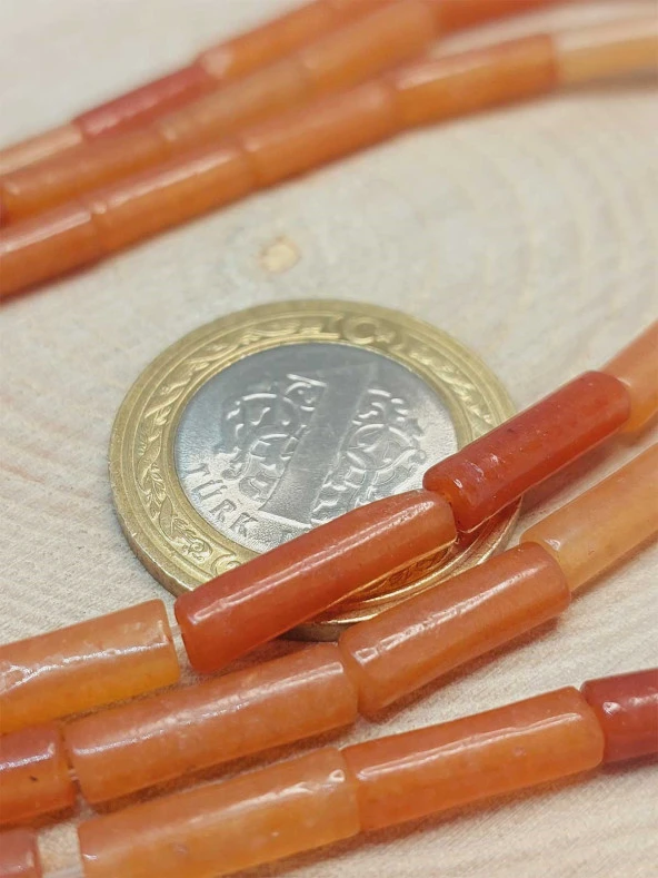 Akik Taşı Silindir Kesim 4x12.5mm Dizi (49390) - Resim 2