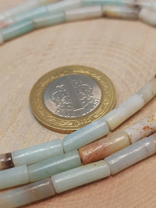 Amazonit Taşı Silindir Kesim 4x12.5mm Dizi (49392) - Resim 2