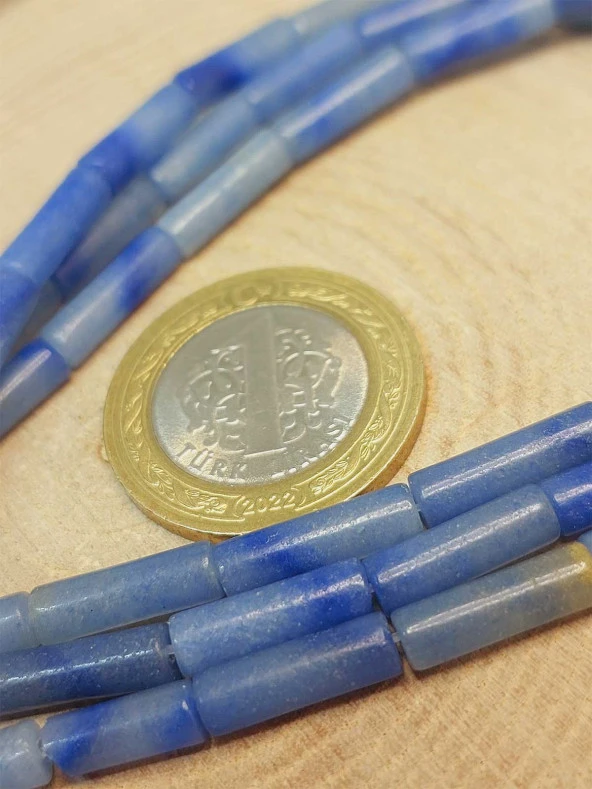 Mavi Aventurin Taşı Silindir Kesim 4x12.5mm Dizi (49398) - Resim 2