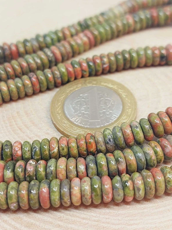 Unakit Taşı Rondela Kesim 6x1.5mm Dizi (49406) - Resim 2