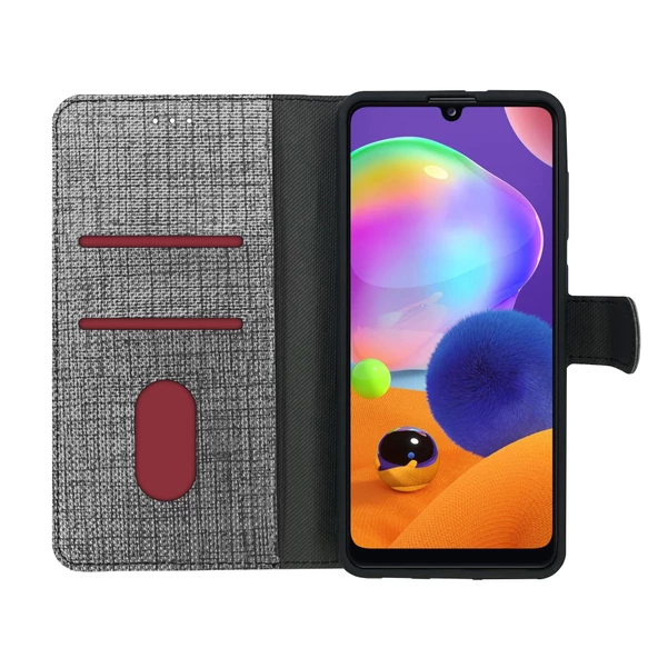 Samsung Galaxy A01 Kılıf FitCase Fabric Kapaklı Cüzdanlı - 6