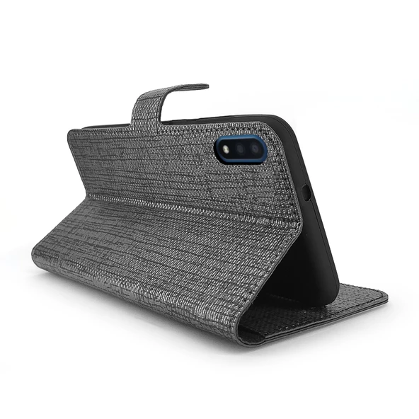 Samsung Galaxy A01 Kılıf FitCase Fabric Kapaklı Cüzdanlı - 7