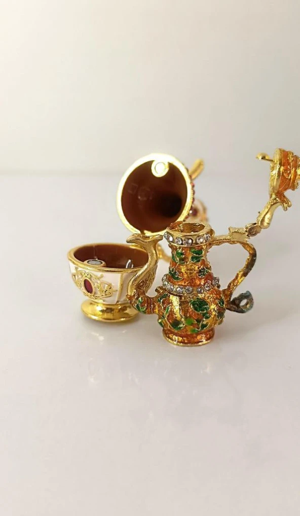 Mücevherat Takı Kutusu İbrik Swaroski Taşlı 2 Adet Ev Dekorasyon Masa Süsü - 3