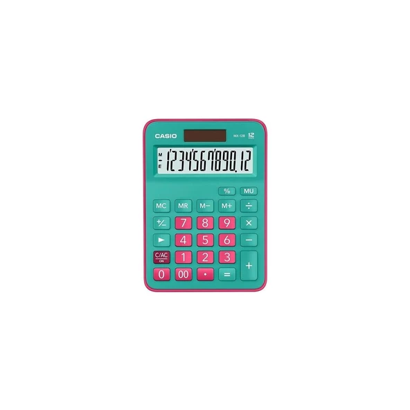 Casio Hesap Makinesi Masa Üstü 12 Hane Yeşil + Pembe Hesap Makinası