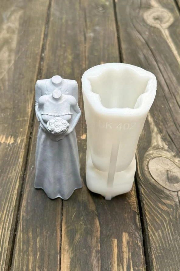 Gelin Damat Tekli Silikon Mum Kalıbı - 2