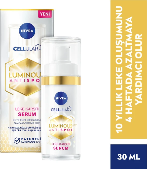 Nivea Luminous630 Leke Karşıtı Serum 30ml,Güneş, Hamilelik ve Ergenlik Lekeleri için Cilt Serumu, Eş