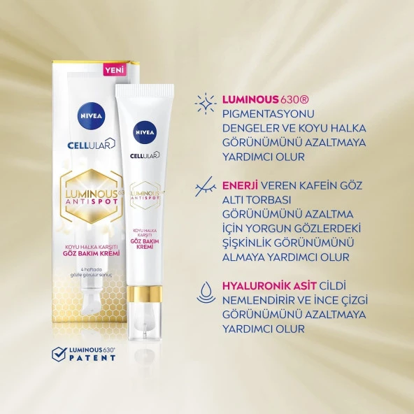 Nivea LUMINOUS630 Koyu Halka Göz Bakım Kremi, 15 Ml, Aydınlık Göz Çevresi, Hyaluronik Asit ile Yoğun - 3