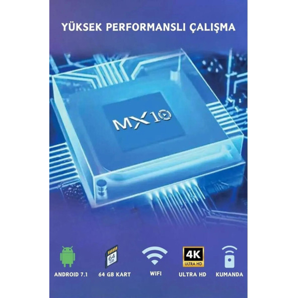 MX10 4K Android TV Box Medya Oynatıcı Android 7.1 Tv Box Tv Stick Medya Oynatıcı Smart Tv Wifi - 4