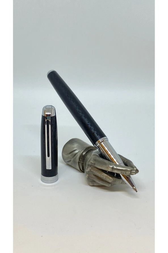 BLACK LEATHER ROLLER KALEM - 1