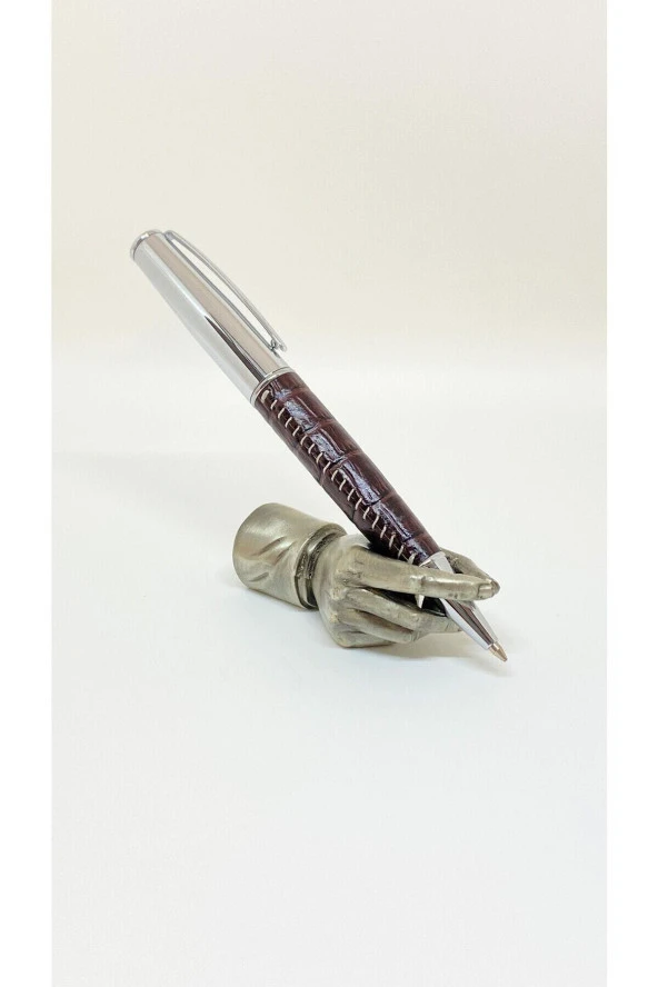 Dd2078 Tükenmez Kalem Silver BrownLeather - 1