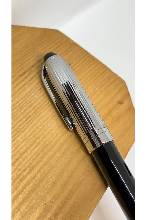 Siyah Zerafet Roller Kalem Black Silver - Resim 3