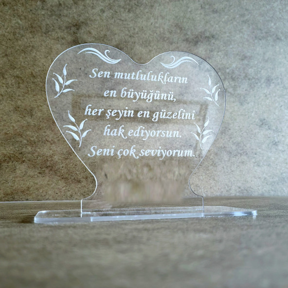 Anneler İçin Pleksi Tebrik Kartı Lazer Kazıma Güzel Sözler (Kişiye Özel) - 4