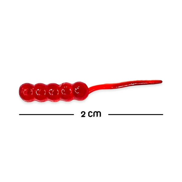 Silikon Kurt Sahte Balık Yemi - Kokulu - Maggot - Kırmızı - Power Bait (9953) - 2