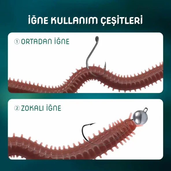 Silikon Kurt Sahte Balık Yemi - Kokulu - Silkworm - Yeşil - Power Bait (9951) - Resim 4