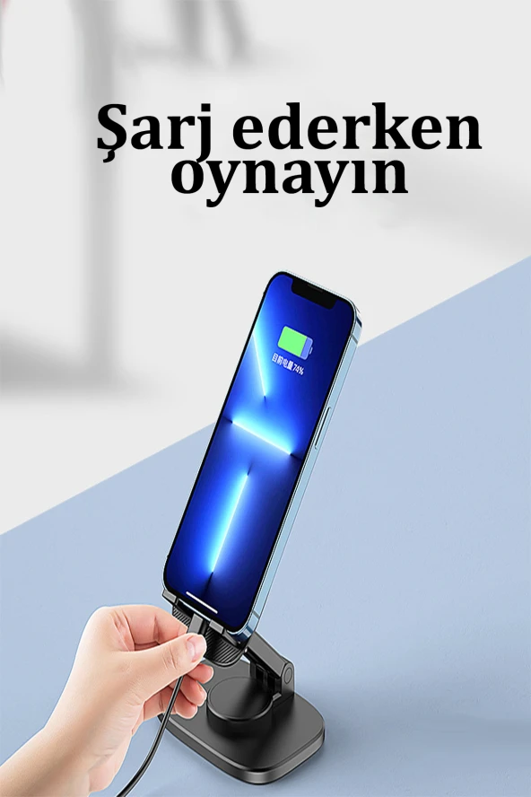 Qpen EH176 360° Ayarlanabilir Katlanabilir Masaüstü Telefon Tutucu - Resim 3