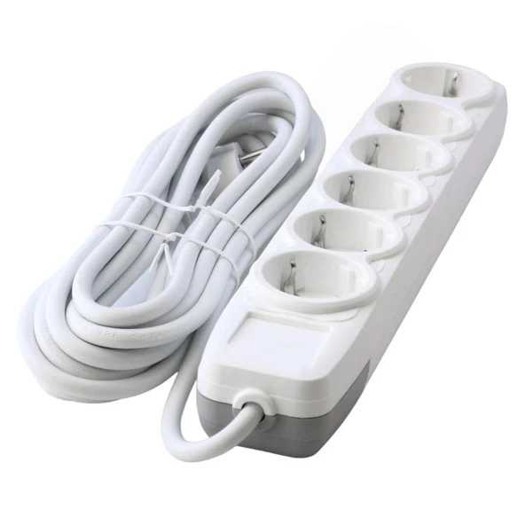 Grup Priz 6'lı Altı Gözlü Anahtarsız Topraklı 3 Metre Seyyar Ara Kablolu Uzatma Kablolusu Altılı Piriz Kablo - 5