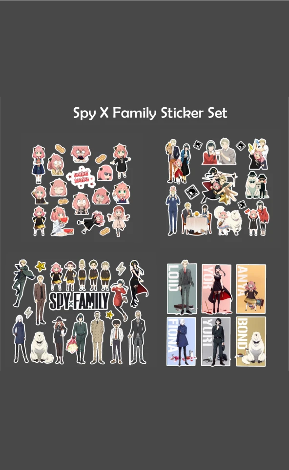 SpyXfamily 4 Farklı Sticker Set Etiket Kağıdı-Anya - Loid - Yor -Bond - Yuri - Fiona- - 2