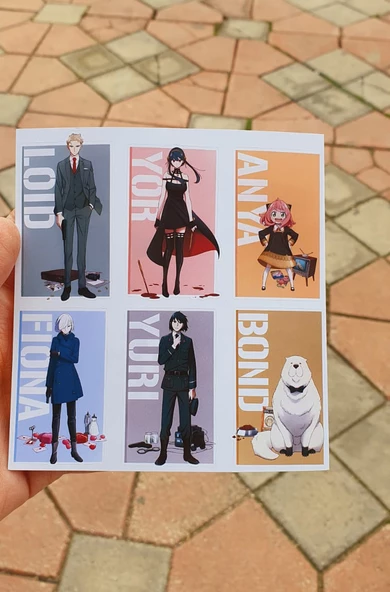 SpyXFamily 4 farklı Sticker Seti *Parlak Kağıt*-Anya - Loid - Yor -Bond - Yuri - Fiona- - Resim 5