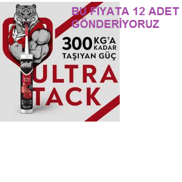 SELSİL ULTRA TACK, 12 ADET ,HIZLI KORNİŞ ve BETON YAPIŞTIRICI, 290 ML , MS POLİMER BEYAZ