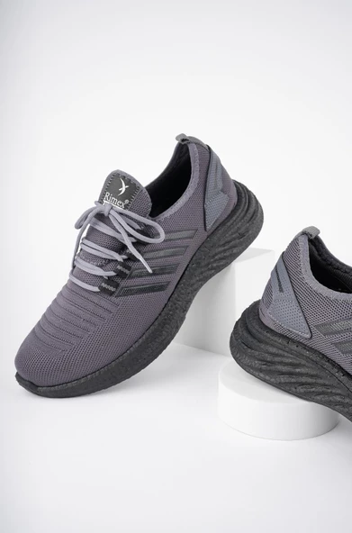 Muggo Montag Garantili Günlük Ortopedik Kaymaz Taban Bağcıklı Çizgili Erkek Sneaker Spor Ayakkabı - 6