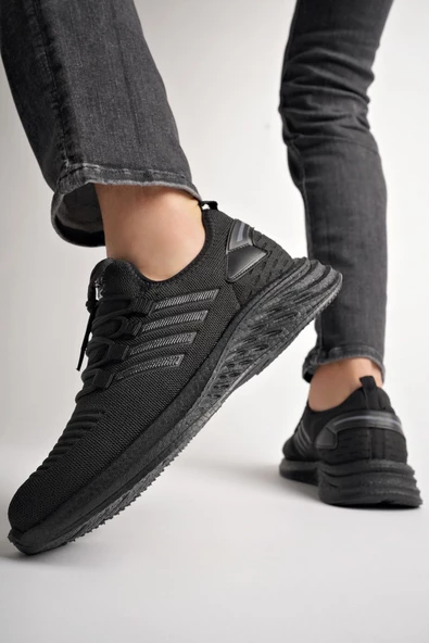 Muggo Montag Garantili Günlük Ortopedik Kaymaz Taban Bağcıklı Çizgili Erkek Sneaker Spor Ayakkabı - 10