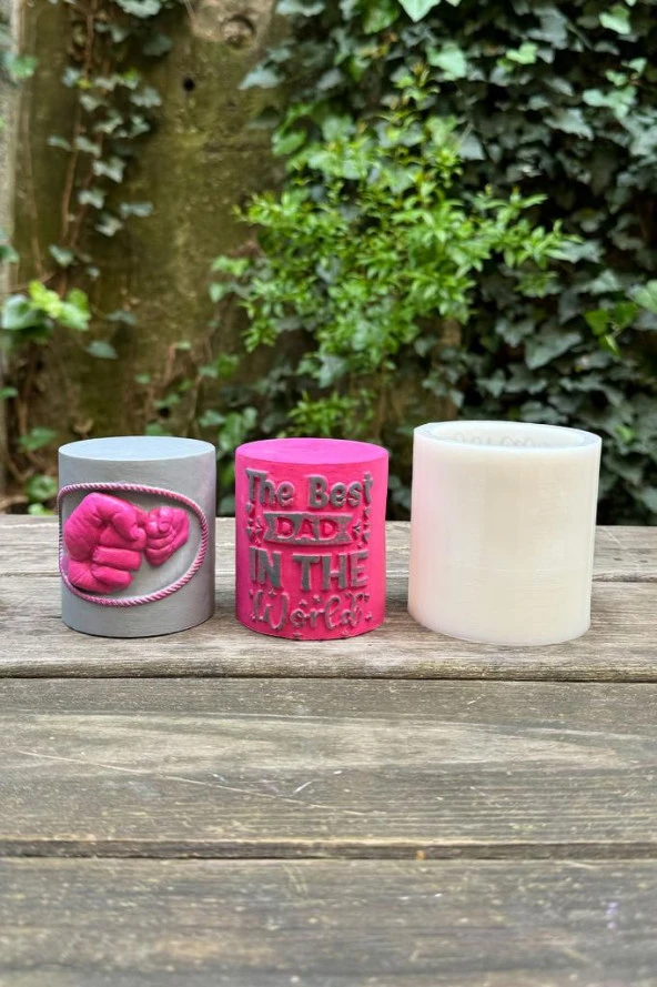 Babalar Günü Silindir Silikon Mum Kalıbı - Resim 2