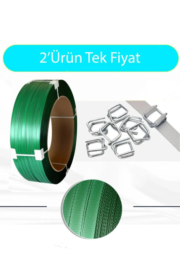 16'Lık Yeşil Pet Çember 1000'Adet Bukle Toka Ekonomik Paket