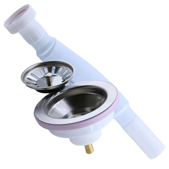 Çöpmak Körüklü Evye Lavabo Sifonu Gider Borusu Akordiyon Plastik Geniş Kafa Paslanmaz 30 -75 cm - 3