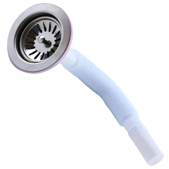 Çöpmak Körüklü Evye Lavabo Sifonu Gider Borusu Akordiyon Plastik Geniş Kafa Paslanmaz 30 -75 cm - 4