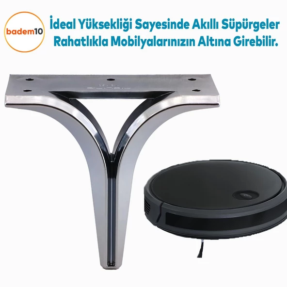 Begonya Lüks Mobilya Kanepe Sehpa TV Ünitesi Çekyat Oturma Grubu Koltuk Ayağı Baza Ayak Füme 12 cm - 5