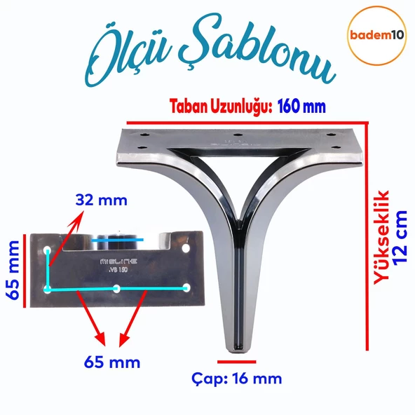 Begonya Lüks Mobilya Kanepe Sehpa TV Ünitesi Çekyat Oturma Grubu Koltuk Ayağı Baza Ayak Füme 12 cm - 2