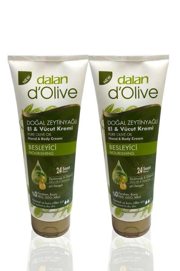 Dalan D'Olive Zeytinyağlı Nemlendirici El & Vücut Kremi 250ml 2 Adet