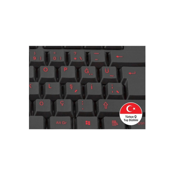 Everest Usb Siyah Kırmızı Tuşlu Türkçe Multimedia Kablolu Klavye + Mouse Set Km-6825 - 4