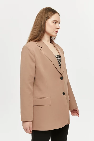 Kahverengi Oversize Dokuma Blazer Ceket - 5